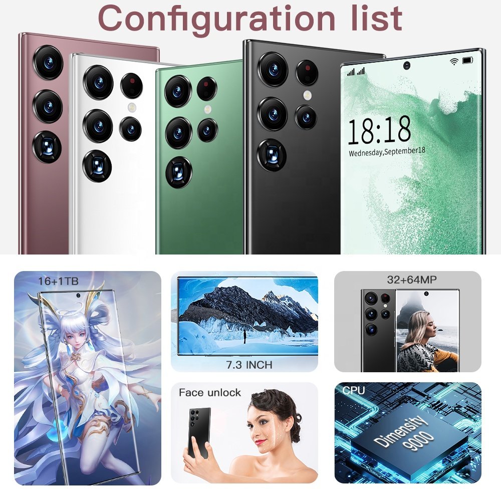 2023 New Brand 5G Smartphone S23 Ultra 7.3 inch Screen 16+512GB Android Mobile Phones ROM+RAM 6800A Original Unlocked Cell Phone